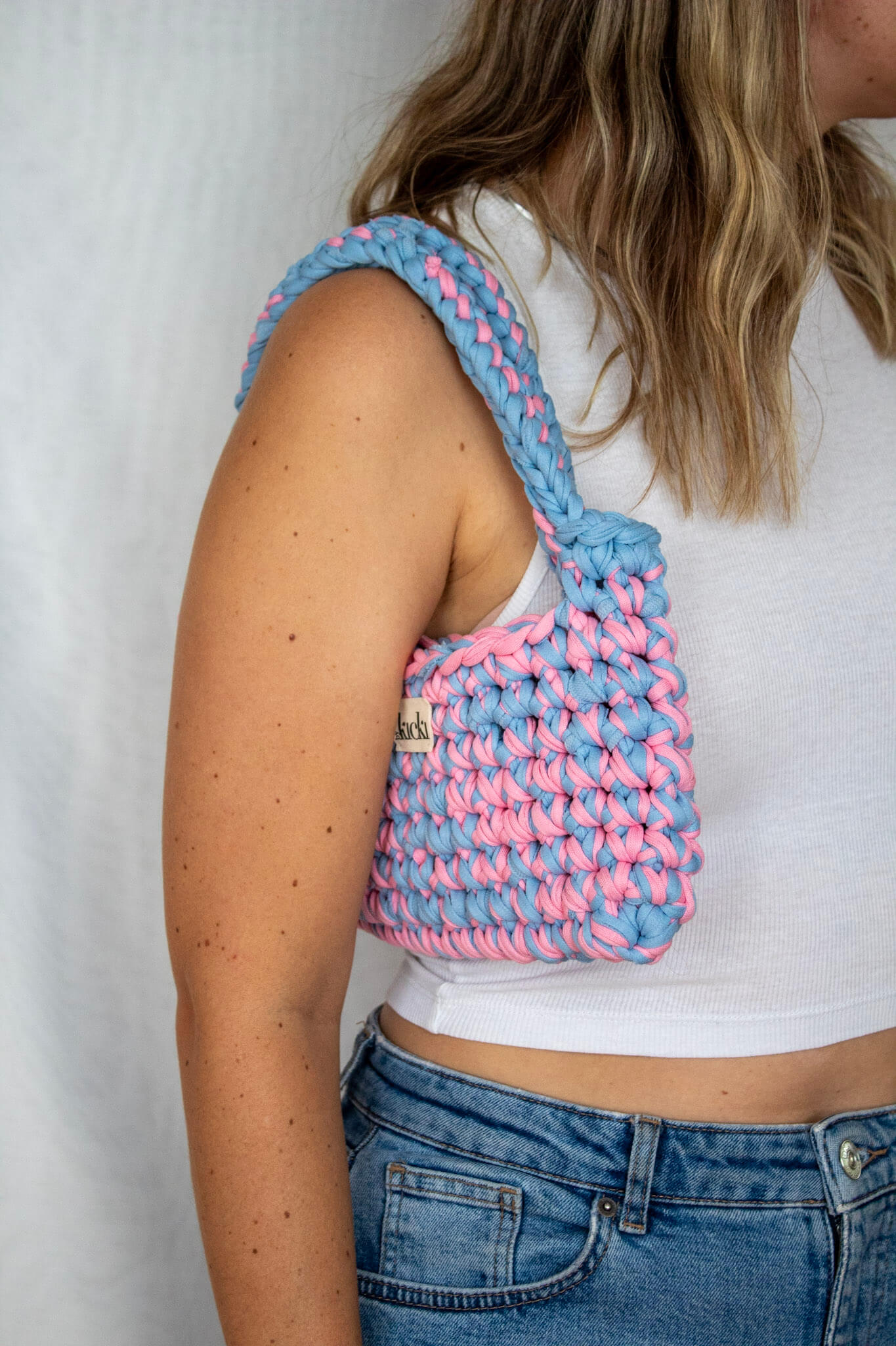 Häketasche I blue blush