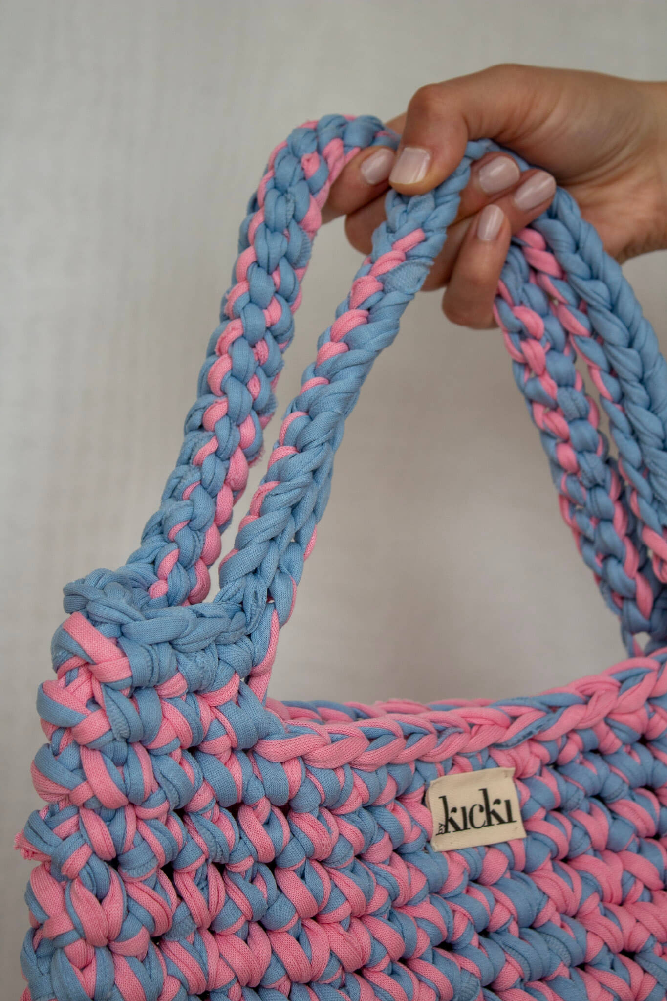 Häketasche I blue blush