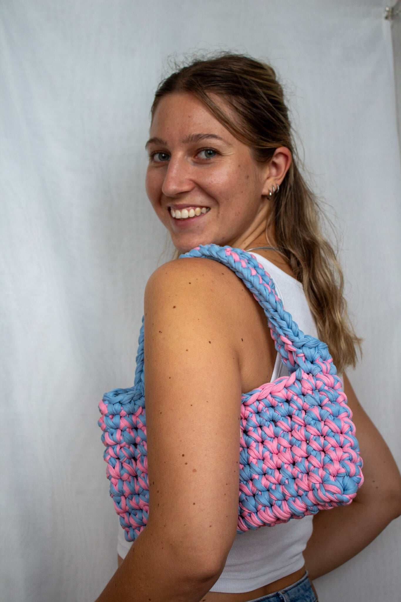 Häketasche I blue blush